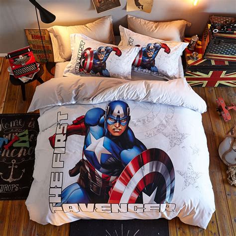 Super Hero Captain America Comforter Set Twin Queen Size