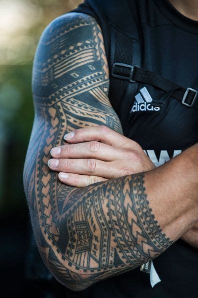 It has some really intricate tribal patterns and spearheads running in a vertical direction. #RIO2016 New Zealand All Blacks rugby player Sonny Bill ...