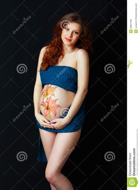 Do all women get early symptoms of pregnancy? Pregnant Young Woman With Body Art Stock Image - Image of ...