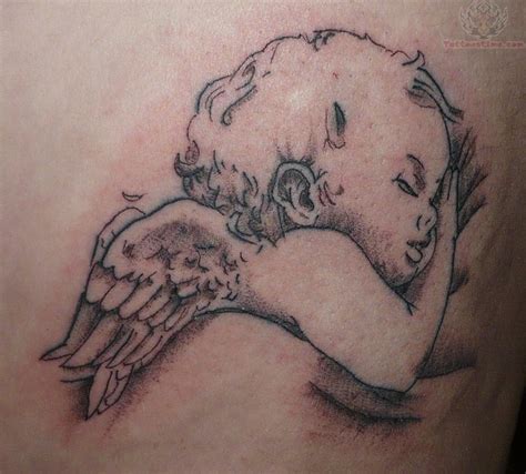 Angel cherubs memorial tattoo on upper back. com img src http www tattoostime com images 202 angel baby ...