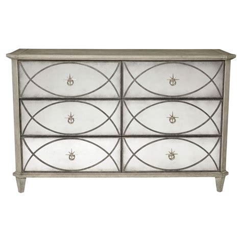 Save to favoritescrimped white low dresser. Michaela French Country White Oak Inlaid Walnut Veneer 6 ...