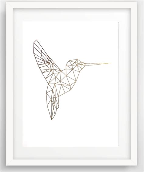 Verfolge die linie und male das bild aus: Wohnaccessoires - Poster Gold o. Silber Kolibri ...