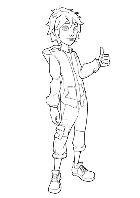 His older brother tadashi, worried that hiro is wasting his potential, takes him to the robotics lab at his university, where hiro meets tadashi's friends, gogo, wasabi. Hiro Hamada In Big Hero 6 Coloring Page - Free Printable ...