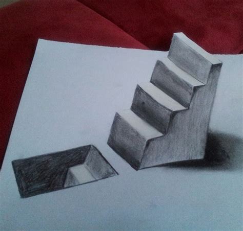 Step by step drawings teach you to draw by showing you how to draw each and every line for that specific perspective. 3d art with pencil drawing, stairs on Behance