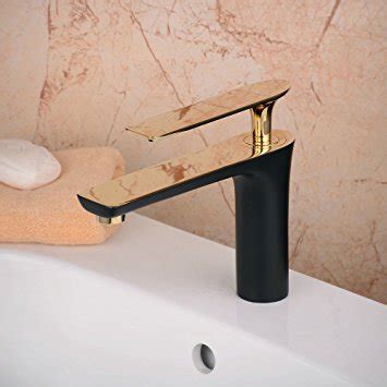 Milan bathroom faucet is deck mount with a single handle. Bitonto Gold Polished Single Handle Long Reach Spout Black ...