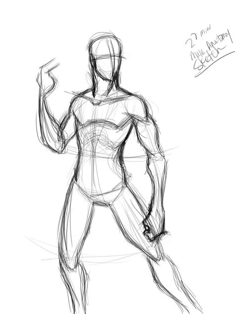 When drawing the body you gotta follow the underlying structure we created when drawing the dummy. 20 min male anatomy sketch by Mister-Grimm on DeviantArt