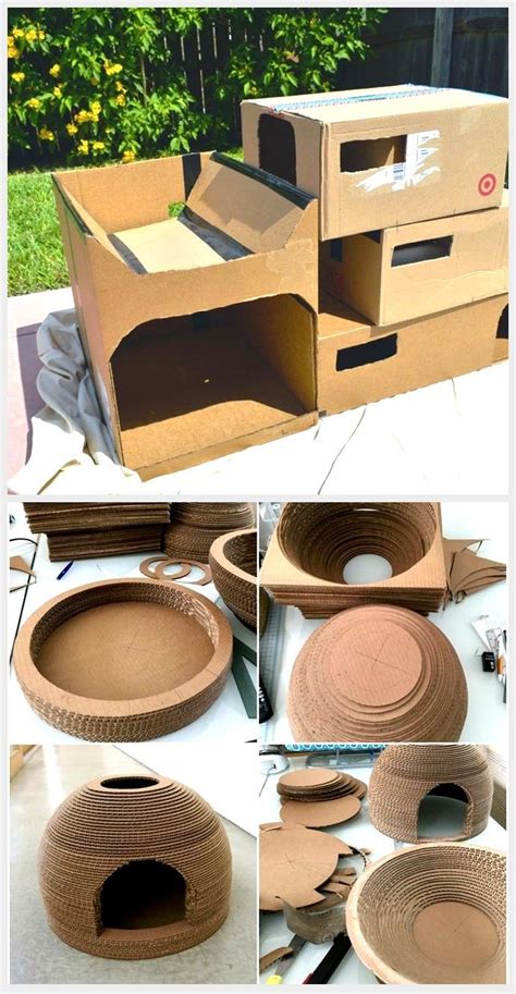 There are many woodworking projects and plans to choose from, so take a look over the rest of the project if. DIY Cardboard Cat Condo, #Cardboard #Cat #Condo #DIY in ...