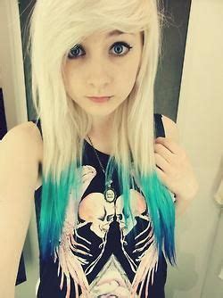 Tips on dyeing your emo hair. Light blonde and ocean blues dip dye | Emo scene hair ...