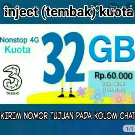 Combo extra 12gb(2gb+10gb 4g+tlp 50mnit)>>62rb 19gb(4gb+15gb 4g+tlp 50mnit)>> 88rb. Kuota Tri 32 Gb | Shopee Indonesia