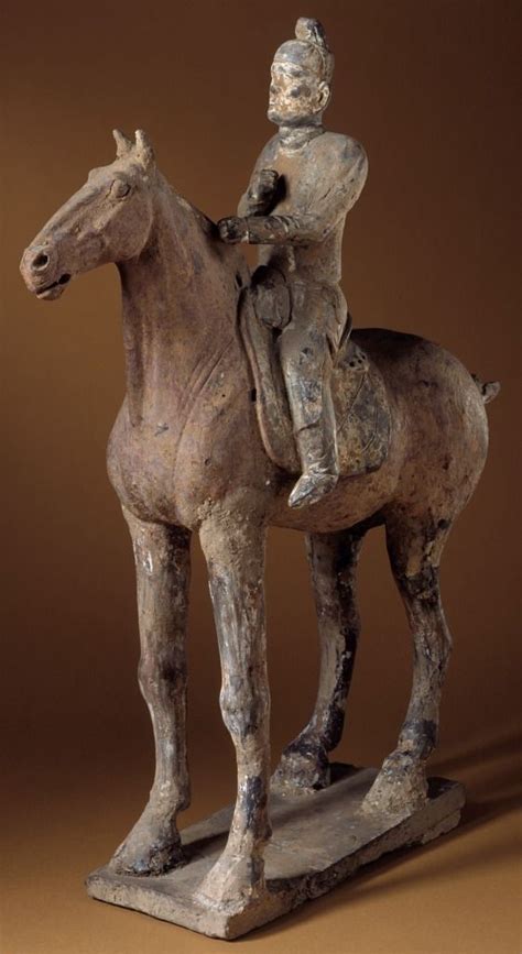 The animal has a proud allure and stands on a rectangular terrace: Funerary Sculpture of a Horse and Rider China, Tang ...