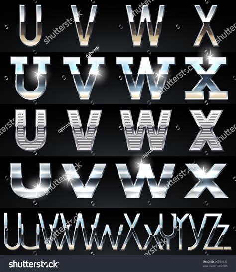 Not sure what to do. Huge Silver Chrome And Aluminium Vector Alphabet Set. 4 ...