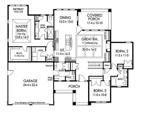 Our ranch style home plan collection contains beautiful single level homes with a long street facade. Ranch Style House Plan - 3 Beds 2.5 Baths 2000 Sq/Ft Plan ...