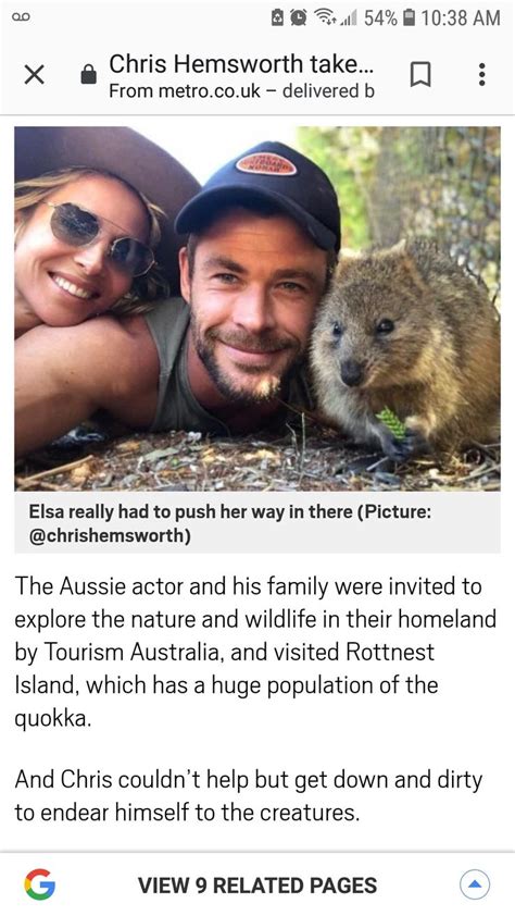 Just when i thought chris and mr. Chris Hemsworth, his wife Elsa, and a quokka :) | Chris ...