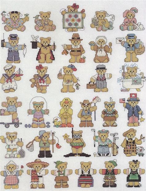 Teddy bear baby announcement cross stitch pattern. 101 Bears with Personality Leisure Arts Cross Stitch ...