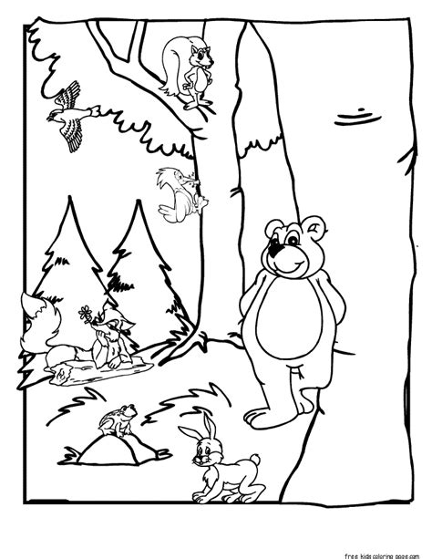 Everything has been classified in themes which are commonly used in. Forest Coloring Pages With Animals Forest Habitat Coloring ...