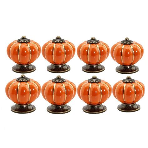 3 on center square glass cabinet handle with solid brass bases. CNIM Hot 12Pcs Pumpkin Zinc Ceramic Door Knobs Drawer Pull ...