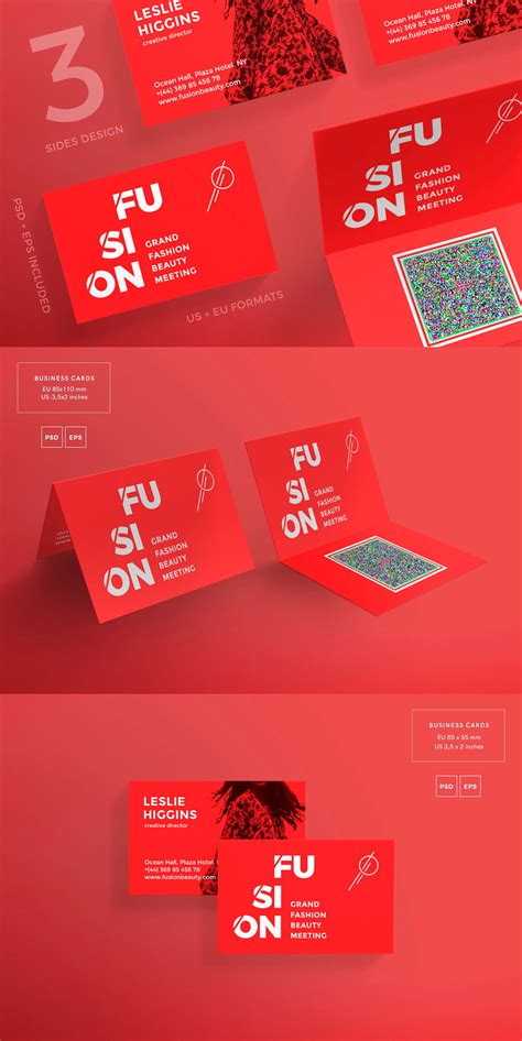 Many designers include a bleed, which is graphic elements of the card's design that extend 1/8 of an inch beyond the standard card size during design. Business Cards Template | Fusion EPS, PSD, JPG | Standard ...