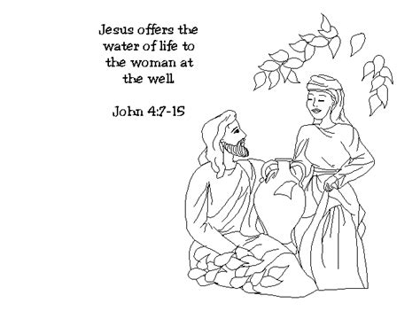 Jesus was at a well in samaria when a woman approached. The Woman at the Well - Coloring Page - SundaySchoolist