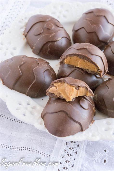Buttery, crumbly pecan cookies made with almond and coconut flours will give you the cookie flavor you crave without having a sugar crash later in the day. Sugar Free Chocolate Peanut Butter Easter Eggs {Dairy Free ...
