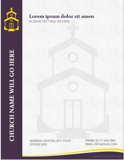 Add in more blank areas if required. Free Church Letterhead Microsoft Word - 11 Church ...