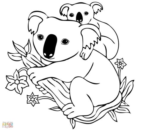 Barbie with koala coloring page. Koala Bear Coloring Pages | Bear Coloring Pages, Cartoon ...