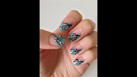 Use light pink as the base color and draw cherry blossoms and black. Cherry Blossom Nail Art Video Tutorial/Response - YouTube