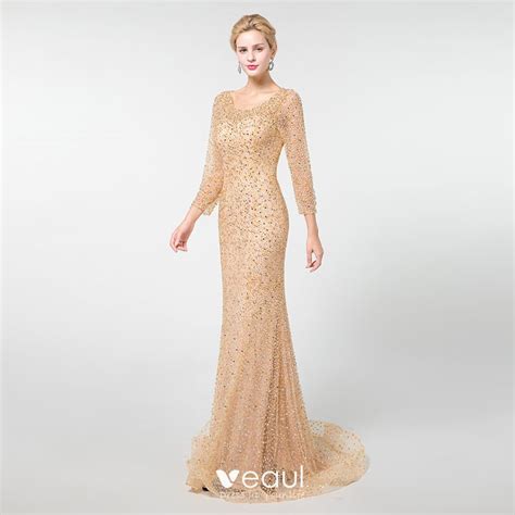 This traditional chinese wedding dress is perfect for your wedding or tea ceremony. Luxury / Gorgeous Champagne Evening Dresses 2019 Trumpet ...