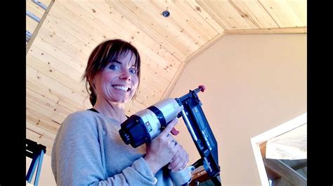 It conveniently installs over bare framing. Pine Board Kitchen Ceiling Install Using Bryan's Special ...