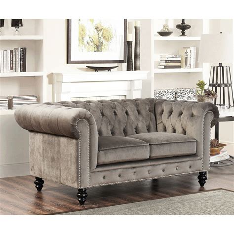 It's that beautiful combination of style and functionality that makes them such a welcoming and. Abbyson Grand Chesterfield Gray Velvet Loveseat | Love seat, Velvet loveseat, Abbyson living