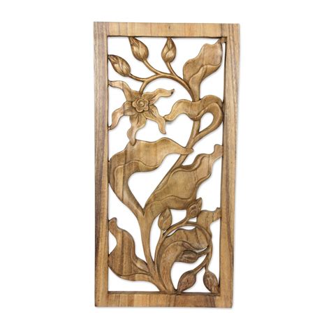 See more ideas about bali decor, bali, balinese garden. Bali Orchid Hand Carved Orchid Relief Panel Wall Décor in ...