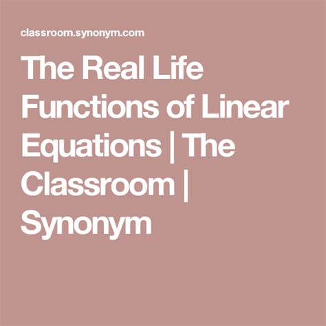 The Real Life Functions of Linear Equations | The ...