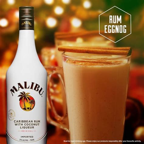 Melt together butter and milk over low heat in small sauce pan. - Rum Eggnog - Ingredients: 2oz Malibu Coconut Rum, 6oz ...