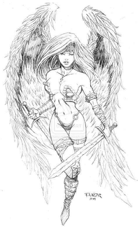 Pdf generator, jpg file, a4 size free to download Fantasy Warrior Coloring Pages | images of angel warrior ...