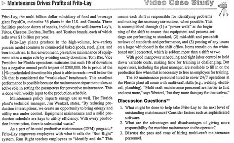 Where are the headquarters of frito lay located? Solved: Maintenance Drives Profits At Frito-Lay Frito-Lay ...