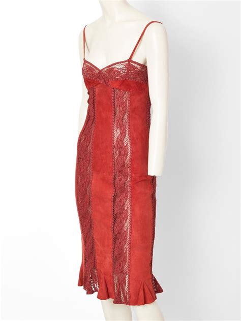 First payment 2 weeks from purchase. Valentino Suede and Lace Slip Dress For Sale at 1stdibs