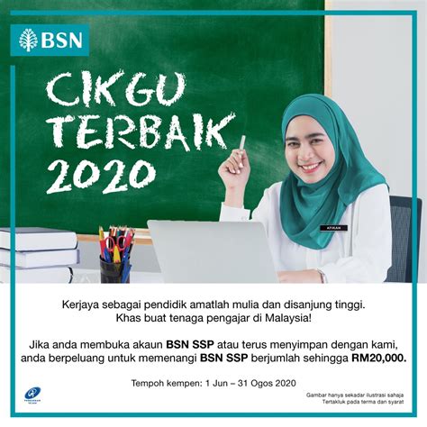 Apa yang menariknya, ramai yang menyertai sijil simpanan premium bsn ini kerana ia melayakkan seseorang memenangi hadiah menarik setiap bulan serta rm1,000,000. BSN Malaysia - Kempen SSP CIKGU TERBAIK 2020 untuk ...