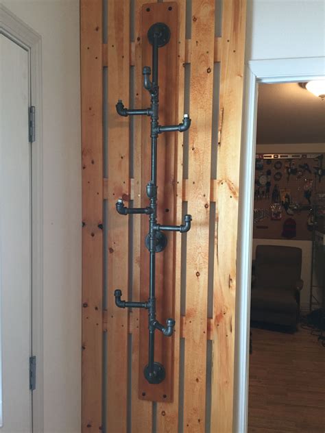 In our previous house we used black iron pipe for almost every single. Iron Pipe Wall Mount Coat Rack | Industrial/Steampunk ...