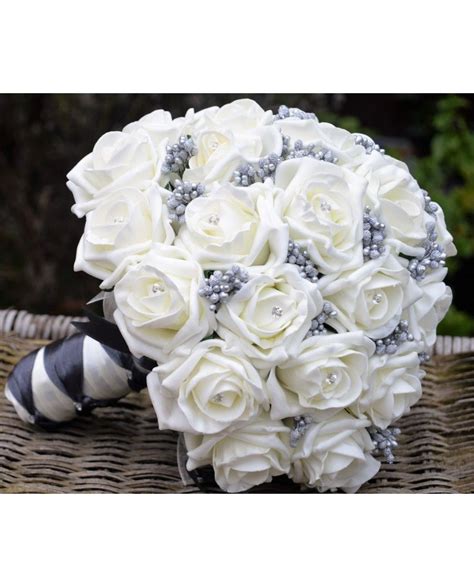 5pcs/lot wedding bouquet rose berry artificial silk flower european style bridesmaid bouquet wedding supplies table decoration. Silver Grey and Ivory Winter Wedding Bouquet with Grey ...