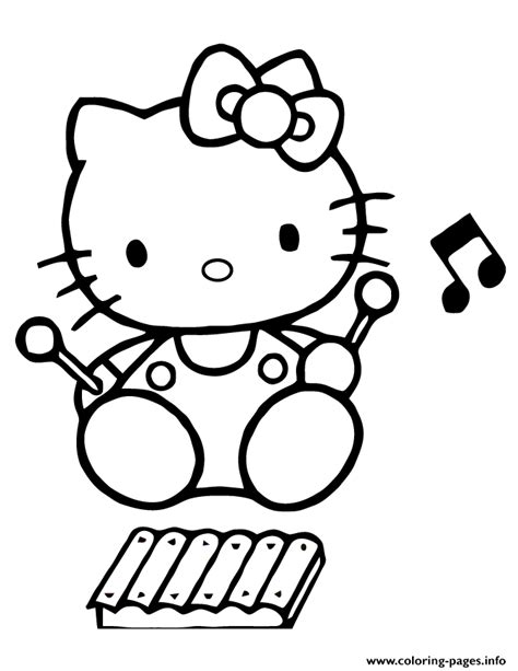100% free musical instruments coloring pages. Hello Kitty Playing Xylophone Coloring Pages Printable