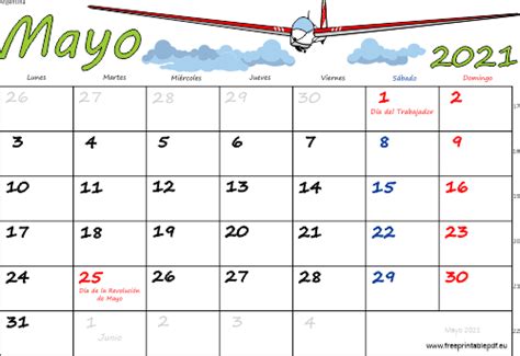 El contenido del pequeño calendario viene indicado por el siguiente subtítulo. Calendario Mayo 2021 Argentina | Imprimir el PDF Gratis