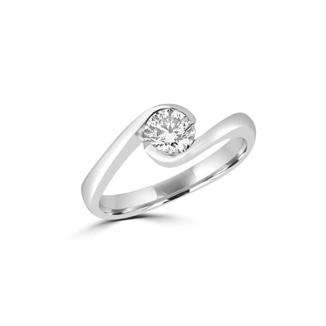 Fits great compared to ring size. 18ct White Gold Diamond Swirl Cross Over Engagement Ring ...