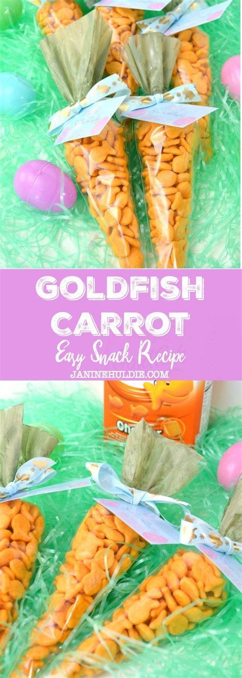 They gave them a thumbs up as the ran out the door to play with the neighbors clutching a cheesy carrot snack in each hand. Easy Easter Goldfish Carrot Snack Treats Tutorial | Recipe ...