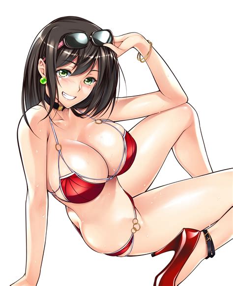 Black hair pale big tits. Wallpaper : choker, anime girls, glasses, green eyes ...