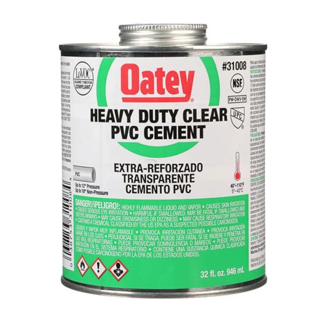 Oatey® pvc regular bodied fast set clear cement is recommended for potable water, pressure pipe, conduit and dwv applications. Oatey 32 oz. PVC Heavy-Duty Cement-310083 - The Home Depot