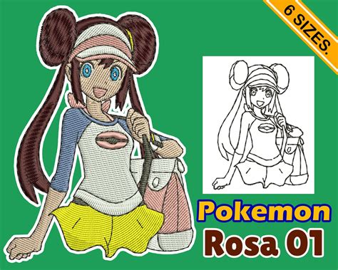 Art, dst, exp, hus, jef, pes, vip and xxx. Embroidery design Pokemon Rosa 01 INSTANT download machine ...