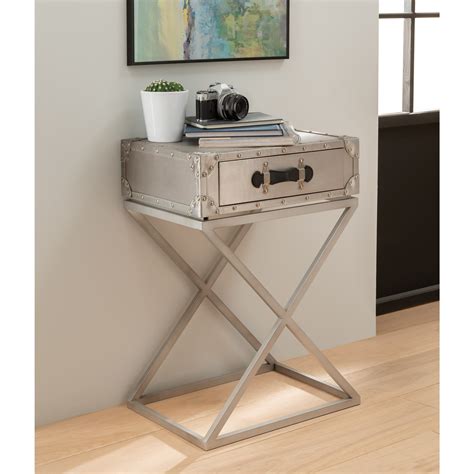 Grey metal bedside tables (set of 2). Metal Cross Legged Bedside Table | Modern Bedside Table