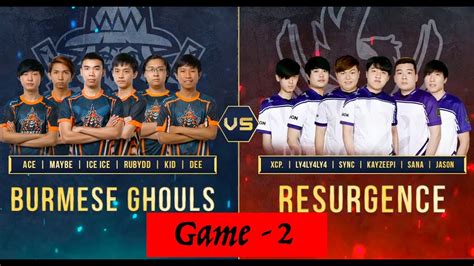 Bren esports vs burmese ghouls game 2 m2 world championship in singapore live. BURMESE GHOULS Vs RESURGENCE - GAME 2 - REPLAY -MPL - YouTube