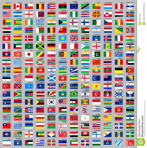 Flaggen, fahnen, wimpel und masten: 216 Flaggen der Welt vektor abbildung. Illustration von ...