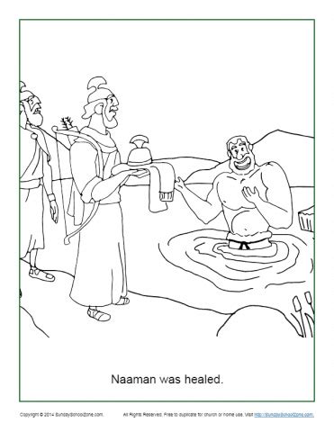 One with leprosy and one healed. Naaman Was Healed Coloring Page - Children's Bible ...