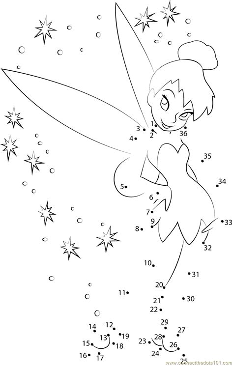 Connect the dots, also known as dot to dot or join the dots is a form of puzzle containing a sequence of numbered dots. Shiny Tinkerbell dot to dot printable worksheet - Connect ...